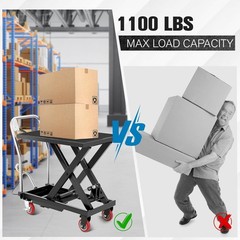 Hydraulic Lift Table Cart 1100Lbs Capacity 32″ Lifting Single Scissor Lift Table