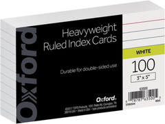 Heavyweight Ruled Index Cards, 3″ X 5″, White, 100 per Pack (63500)