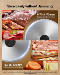 Meat Slicer, 6.7″ Electric Deli Slicer Machine with 2 SUS420 Blades, 0-0.6 Inch