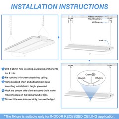 4-Pack 150W LED Linear High Bay Light 22500LM UL Listed Commercial Shop Lights