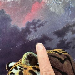 Vintage Three Ring Binder 1990s Lightning Clouds Waiting Tiger School Office