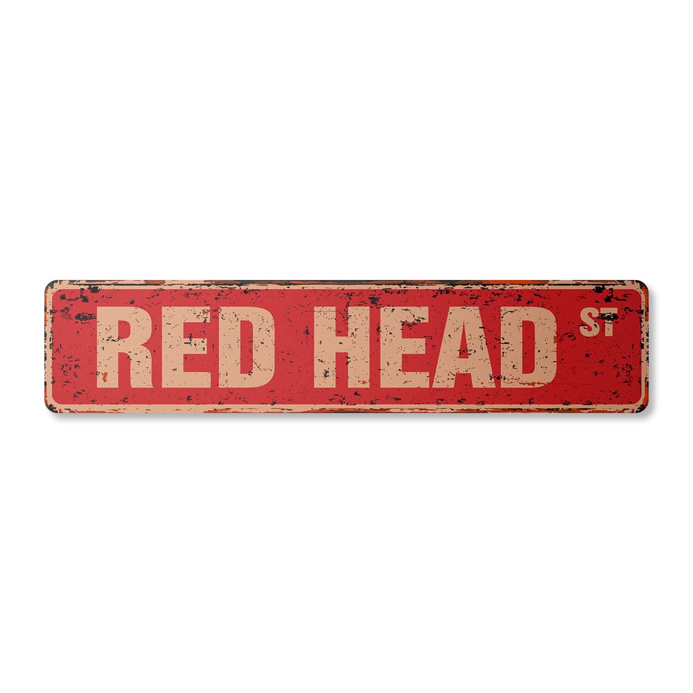 RED HEAD Vintage Street Sign Metal Plastic hair redhead dye beautician