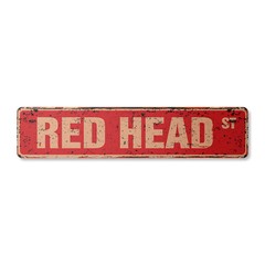 RED HEAD Vintage Street Sign Metal Plastic hair redhead dye beautician