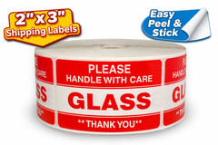2×3 Please Glass Thank You Labels Fragile Shipping Stickers 500/RL, 1-40 Rolls