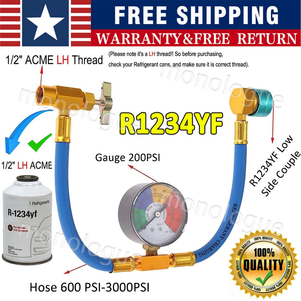 Self-Sealing 134 a/ 1234 yf A/C Can Tap Gauge Hose Recharge AC Conditioning
