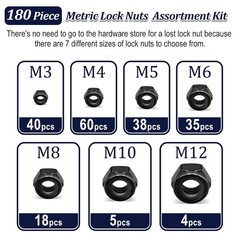 Comprehensive 180 Piece Black Locknut Kit for DIY Enthusiasts and Professionals
