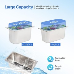 ROVSUN 47″ Condiment Refrigerated Countertop Salad Prep Station w/ Glass Shield
