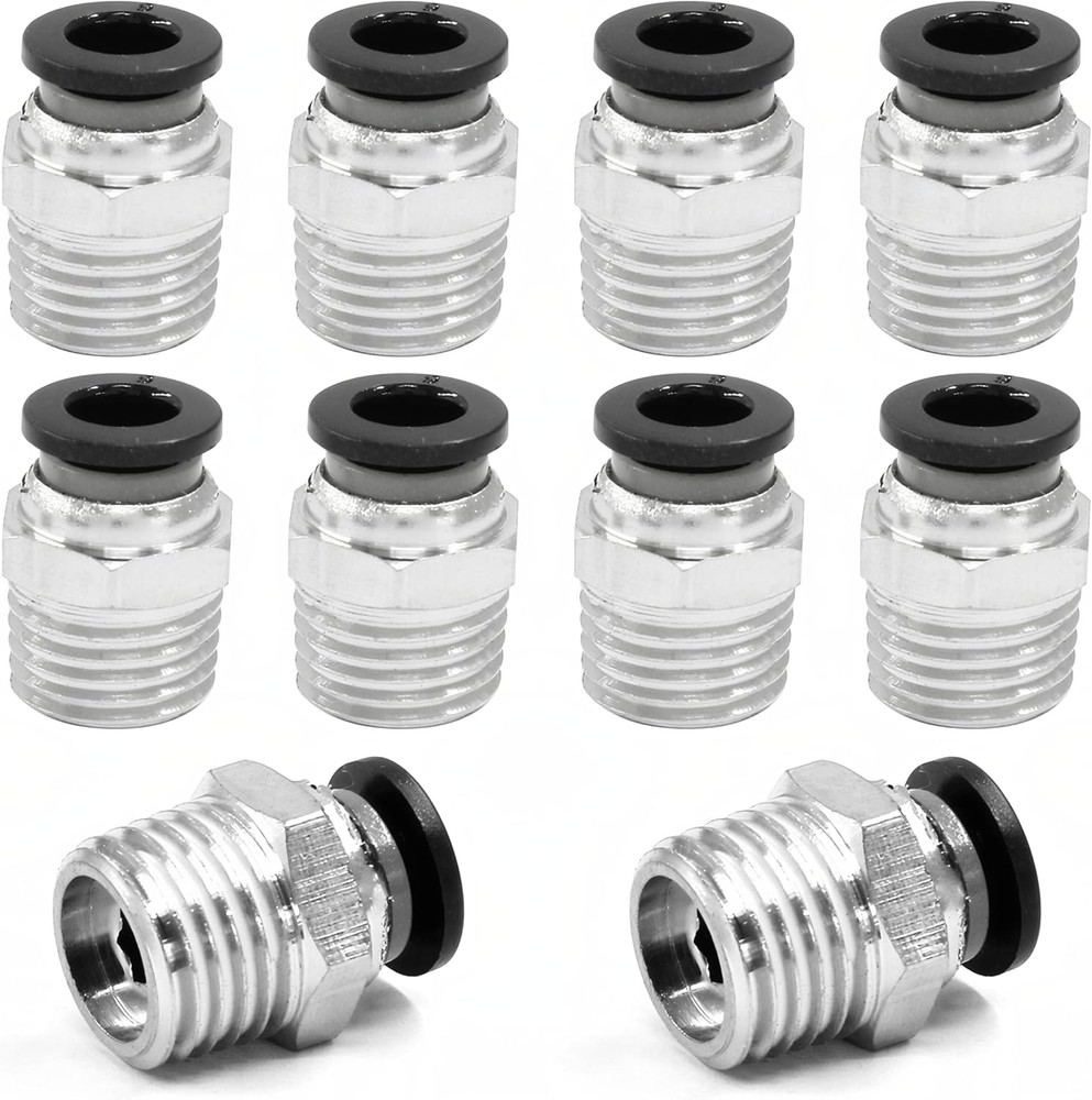 10 Pcs Push to Connect Fittings 6 mm Tube OD x 1/4 In NPT Thread, Male Straight