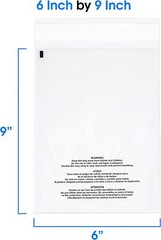 1000 6×9 1.5 Mil Bags Resealable Clear Suffocation Warning Poly OPP Cello Bag