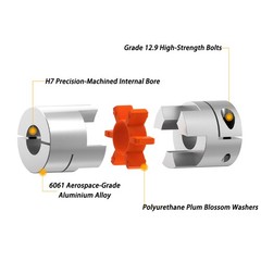 CNC Shaft Coupler Aluminum Alloy Flexible Plum Spider Jaw Coupling All Bore Size