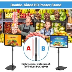 Adjustable Height Sign Stand Double-Sided Display 360° Rotating Easy Change New