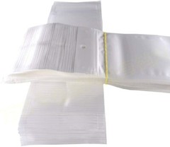 Retail White / Clear Plastic Zippered Plastic Bags with Hang Hole Pouches