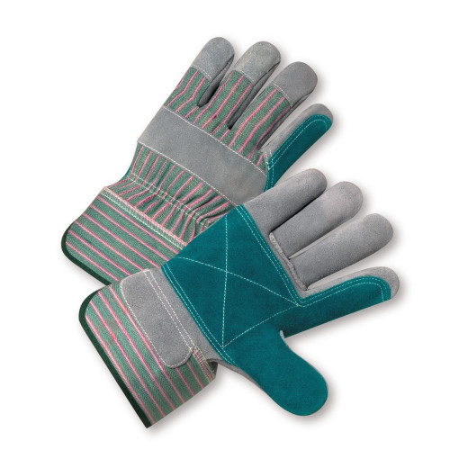 12 PAIR DOUBLE PALM SHOULDER SPLIT LEATHER WORK GLOVES SIZES SMALL-XL
