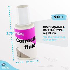 Enday Liquid Correction Fluid Pack of 4, White Fluid .7 Fl. Oz. / 20 Ml