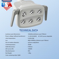 9W Dental 6 LED Lamp Oral Light Ra90 Lamp For Unit Chair