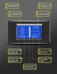 DC Multifunction Battery Monitor Meter 0-200V 0-200A LCD Display Digital Voltage