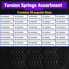 120Pcs Torsional Springs Assortment Kit, Stainless Steel Torsion Springs, Mechan