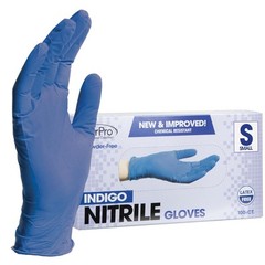 Large Pack of 100 Indigo Nitrile Gloves Disposable Food Safe Puncture Resistant