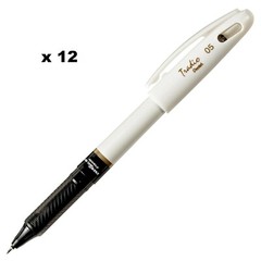 NEW 12-PK Pentel EnerGel Tradio Pearl BLACK .5mm Needle Tip Gel Pen Fine BLN115