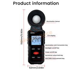 Digital illuminance Light Meter Lux meter Photometer 200000Lux Luxmeter Tool US