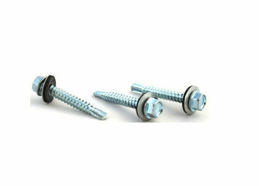 Hex Head #12 x 1-1/2″ Unslotted Self Drilling Sheet Metal Screws EPDM Washer 250
