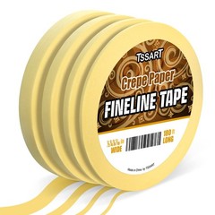 TSSART 4 Rolls 1/16 inch, 1/8 1/4 1/2 inch x 60 yards, Yellow
