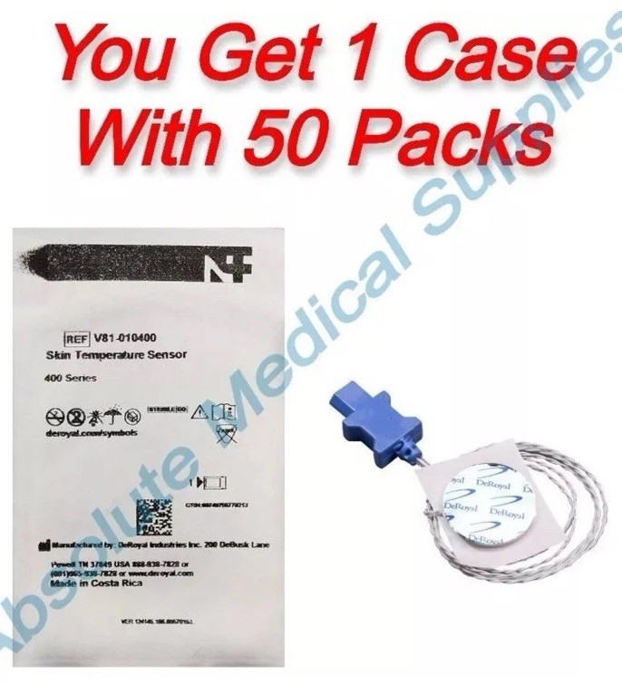 *50-Packs* DeRoyal Adult Skin Temperature Sensor 400 Series Sterile V81-010400