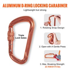 VEVOR Steel Core flipline 1/2″ x 8′ Arborist Flipline for Tree Climbing