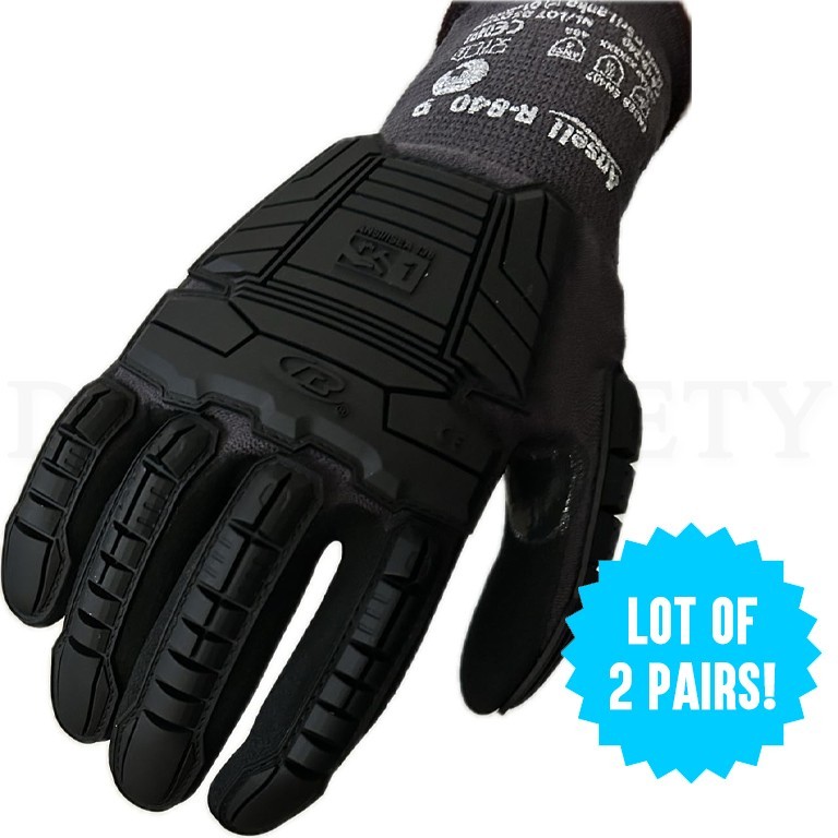 Ansell Unisex Ringer R-840 Black Impact Gloves Pair Size 9 (M) Lot of 2 Pairs
