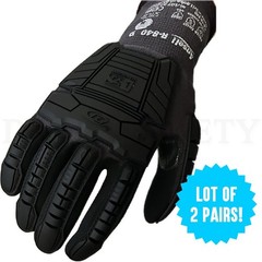 Ansell Unisex Ringer R-840 Black Impact Gloves Pair Size 9 (M) Lot of 2 Pairs