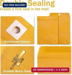 20 Pack Clasp Envelopes 9 x 12, 100 GSM Heavy Paper, Goefun Large Yellow Manilla