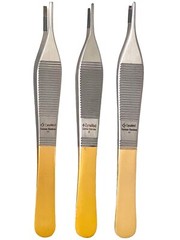 German T/C Adson Tissue Forceps 1×2 Rat Tooth,Brown ,Serrated Teeth Surgical Ins