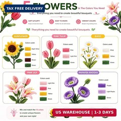 800 PCS Pipe Cleaners Bulk Flowers Kit, Pipe Cleaners Craft with Handle, 13 Colo