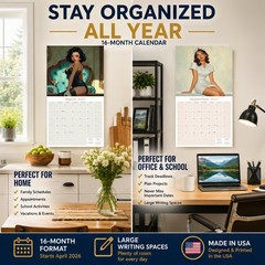 Retro Pin Ups Wall Calendar 2025 FULL SIZE 12×24 Made in USA