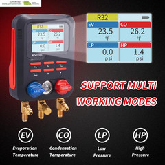 Digital Manifold Gauge, HVAC Refrigerants Digital AC Gauges Set with 2 Thermomet