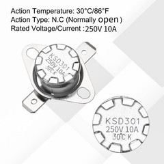 2pc Normally open KSD301 30°C 86°F Degrees Celsius Temperature Switch Thermostat