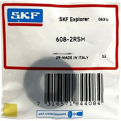SKF 608 2RSH DEEP GROOVE BALL BEARING, RUBBER SEALED 8x22x7 mm 608-2RS 608DDU