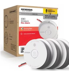 3-PK Universal Hardwired W/ 9V Battery Backup Photoelectric Smoke Detector