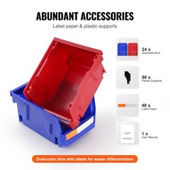 Uimoso Hanging Stackable Storage Bin Plastic Organizer Garage Box 24PCS Blue/Red