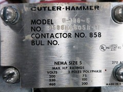 Cutler Hammer F10 Unitrol Size 5 Starter 225A Breaker Type 42″ MCC Bucket 225Amp