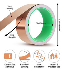 Kirecoo Copper Tape, Copper Foil Tape (2inch X 33 FT) with Conductive Adhesive