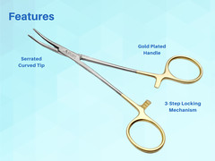 Artery Forceps 6″ Curved Hemostat Mosquitoes Gold Plated Handle ARTMAN
