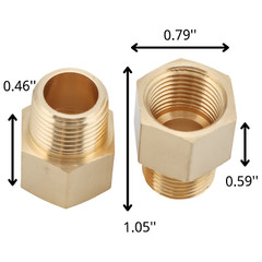 U.S. Solid Brass Fitting Extender Adapter NPT 3/8″ Male x 3/8″ Female, 2pcs