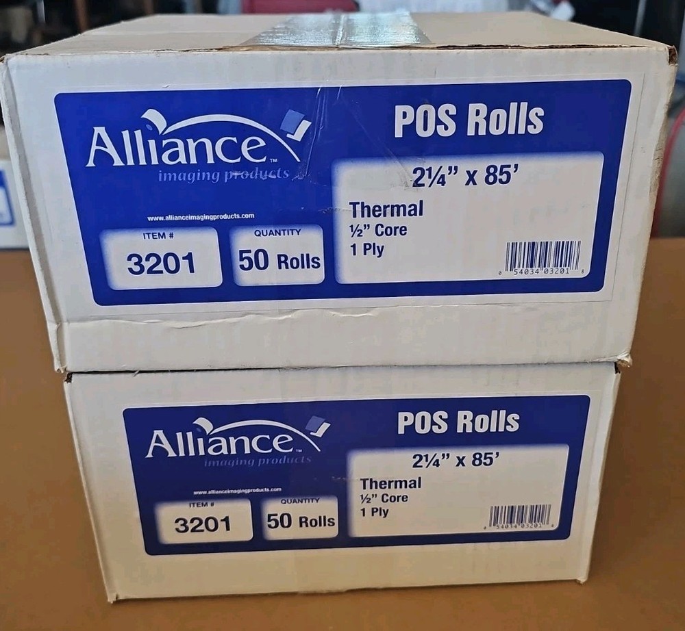 Alliance 3201 Receipt POS Rolls – 2 1/4″ X 85′ Thermal – 2bx (100pk)