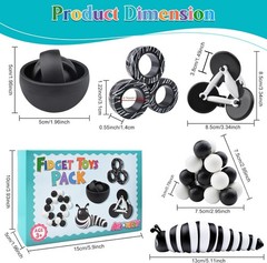 Fidget Toys Adults Pack, 5PC Sensory Set Easter Normal, Black & White