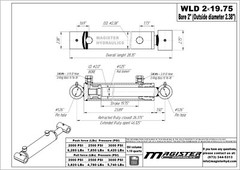 Hydraulic Cylinder For Loader Welded Double Acting 2″ Bore 19.75″ Stroke 2×19.75