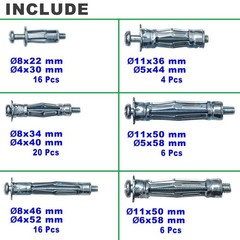 Zinc Plated Steel Molly Bolt Hollow Drive Wall Anchor Screws Set for Drywall