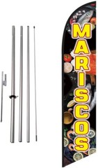 Mariscos Advertising Feather Banner Swooper Flag Sign with Flag Pole Kit and…