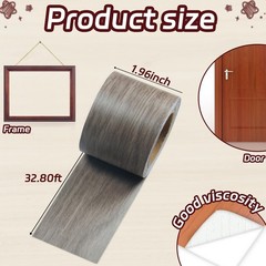 Self-Adhesive Wood Repair Tape, 2 Inch X 32 Ft Gray Wood Grain Tape for Furni…