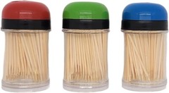 600 Pcs, Natural Bamboo Toothpicks 3 Bottle Dispenser Home Party